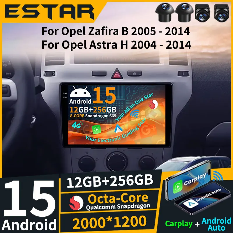 Android 15 Car Radio For Opel Zafira B 2005 - 2014 For Opel Astra H 2004 - 2014 Wireless Carplay Auto Video Player DTS 2K Screen