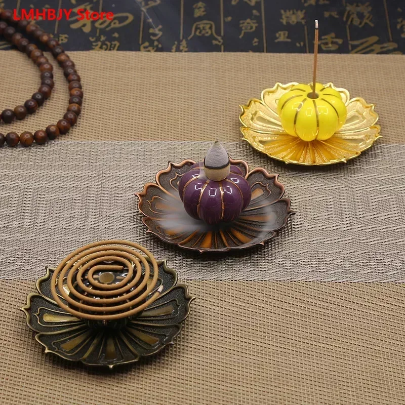 

LMHBJY Colorful lotus ceramic incense plate ornament incensory Returning Fragrant Seat Furniture Decoration