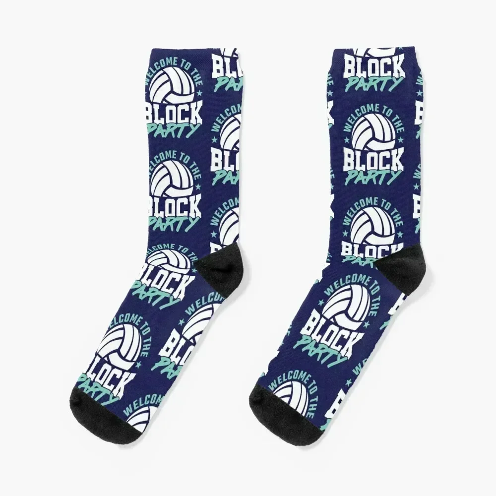 

Welcome to the Block Party Volleyball Middle Socks colored luxe Crossfit winter gifts Mens Socks Women's