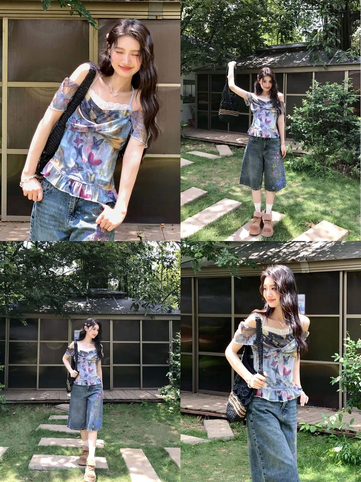 

plus Size Women's T-irt Breathable ort Sve Casual Sle High Waist Design Summer Faion Top for Plump Ladies