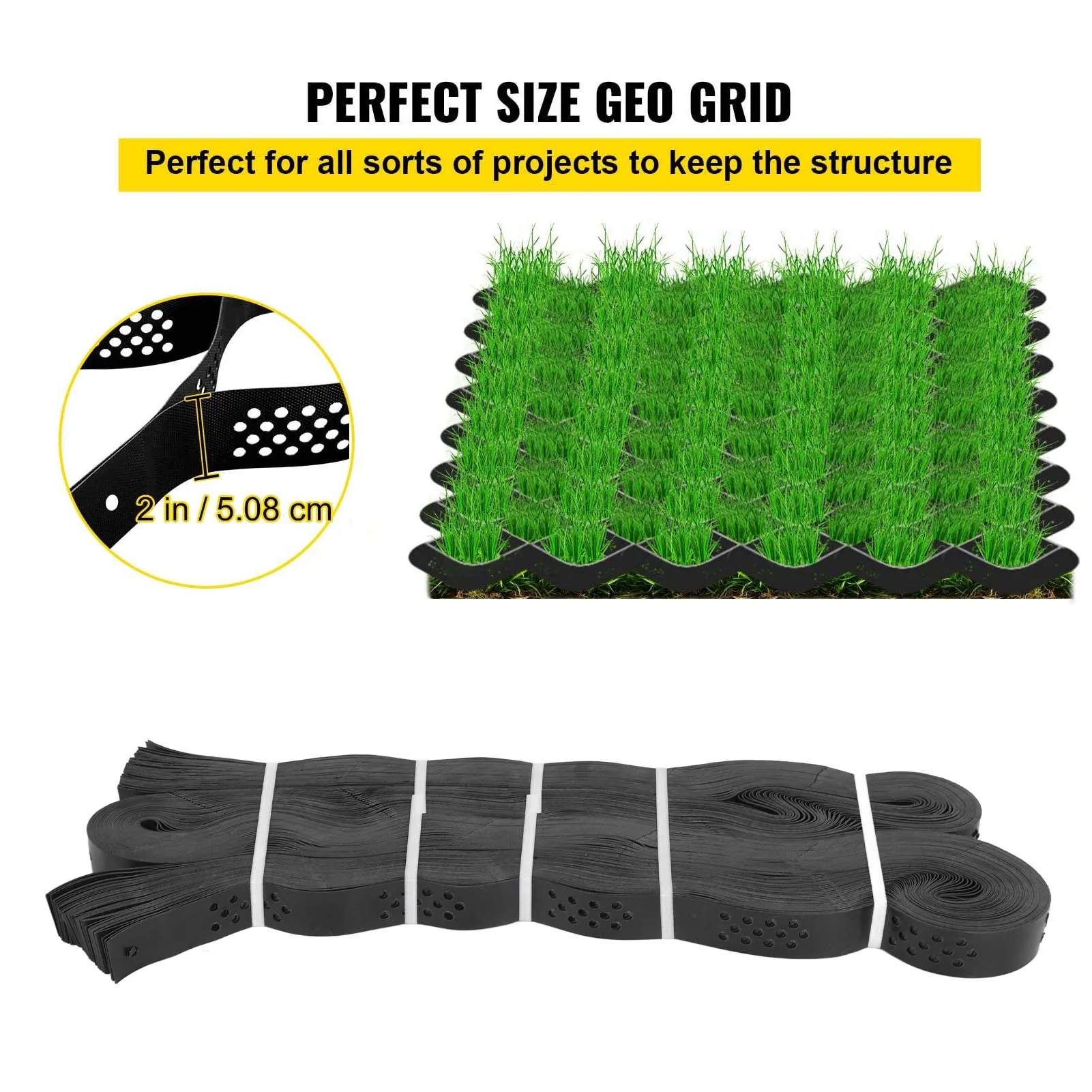 9x17 FT Gravel Ground Grid HDPE Foldable Geocell Stabilization Grid for Garden Driveway Parking Lot Gravel Ground Grid Foldable