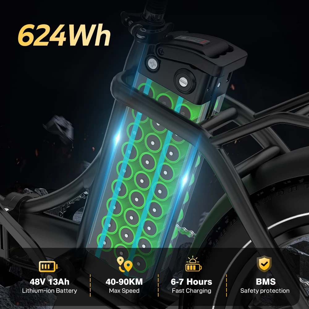 Hot Selling Long-Range 20*4 Inch Fat Tire 7 Speed 48V Foldable City Electric Bike with Lowest Wholesale Price - view 3