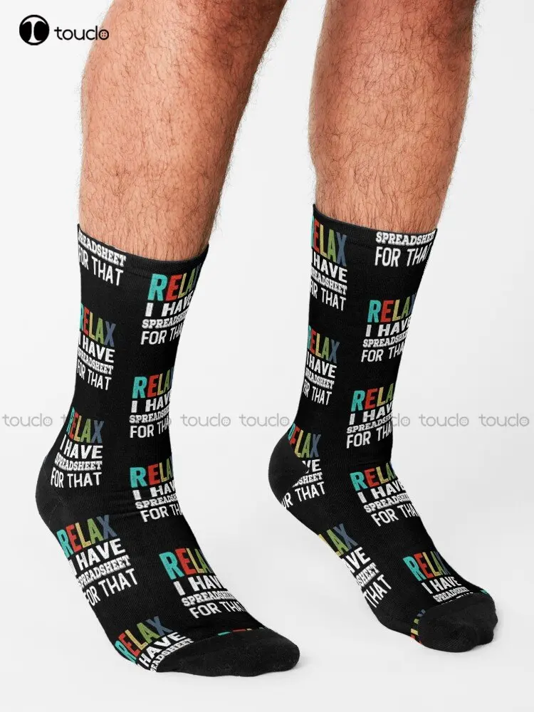 Relax tengo una hoja de cálculo para ese regalo para el contador Humor divertido calcetines de contabilidad regalo personalizado Streetwear Art