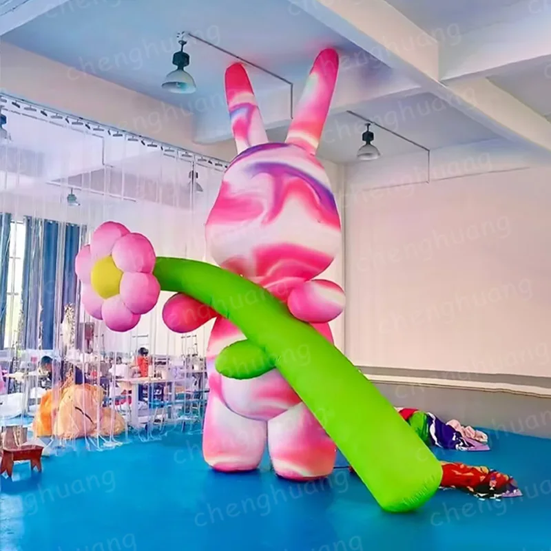 

Inflatable flower rabbit with blower, animal air model, outdoor large-scale event decoration prop