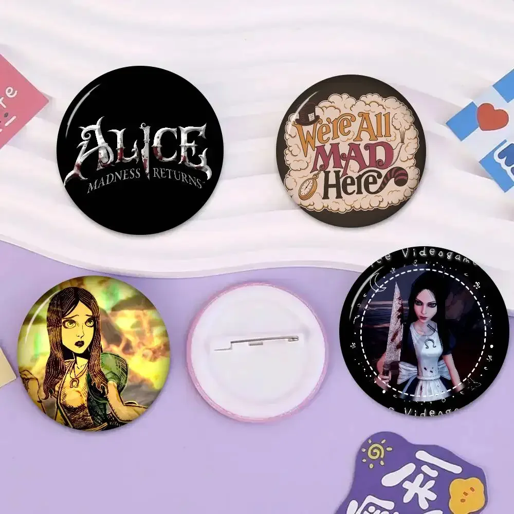 Game A-Alice Madness Returns  Cute Series Pins Funny Badge Interesting Cartoon Animals Brooches Backpack Clothes Gift Accessory