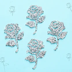 2pcs Rose Flower Rhinestone Sequin Applique Diy Shoes Dress Hats Backpack Decorative Iron On Patch Stickers Prints For Clothes