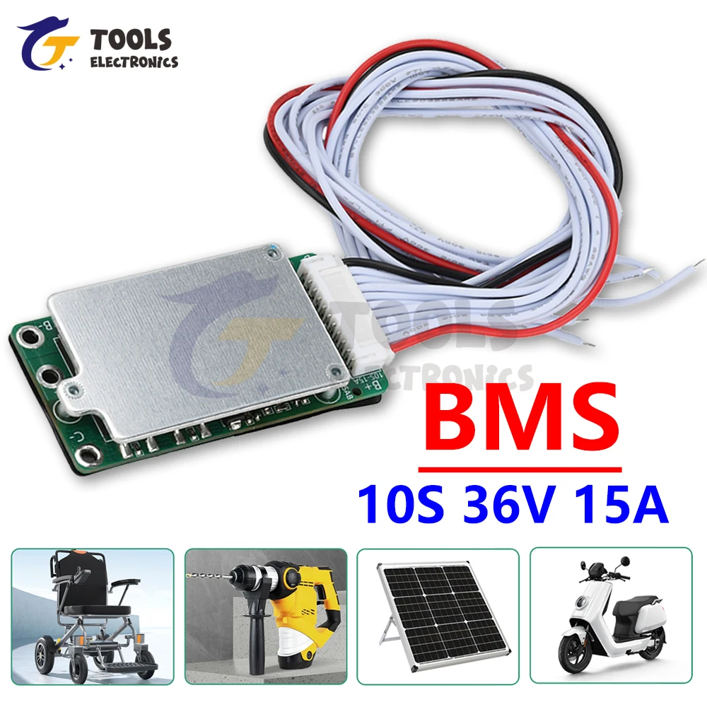 

BMS 10S 36V 15A Lithium Battery Protection Board for 18650 Li-ion Pack Electric Bike Scooter E-Vehicle Battery Management System
