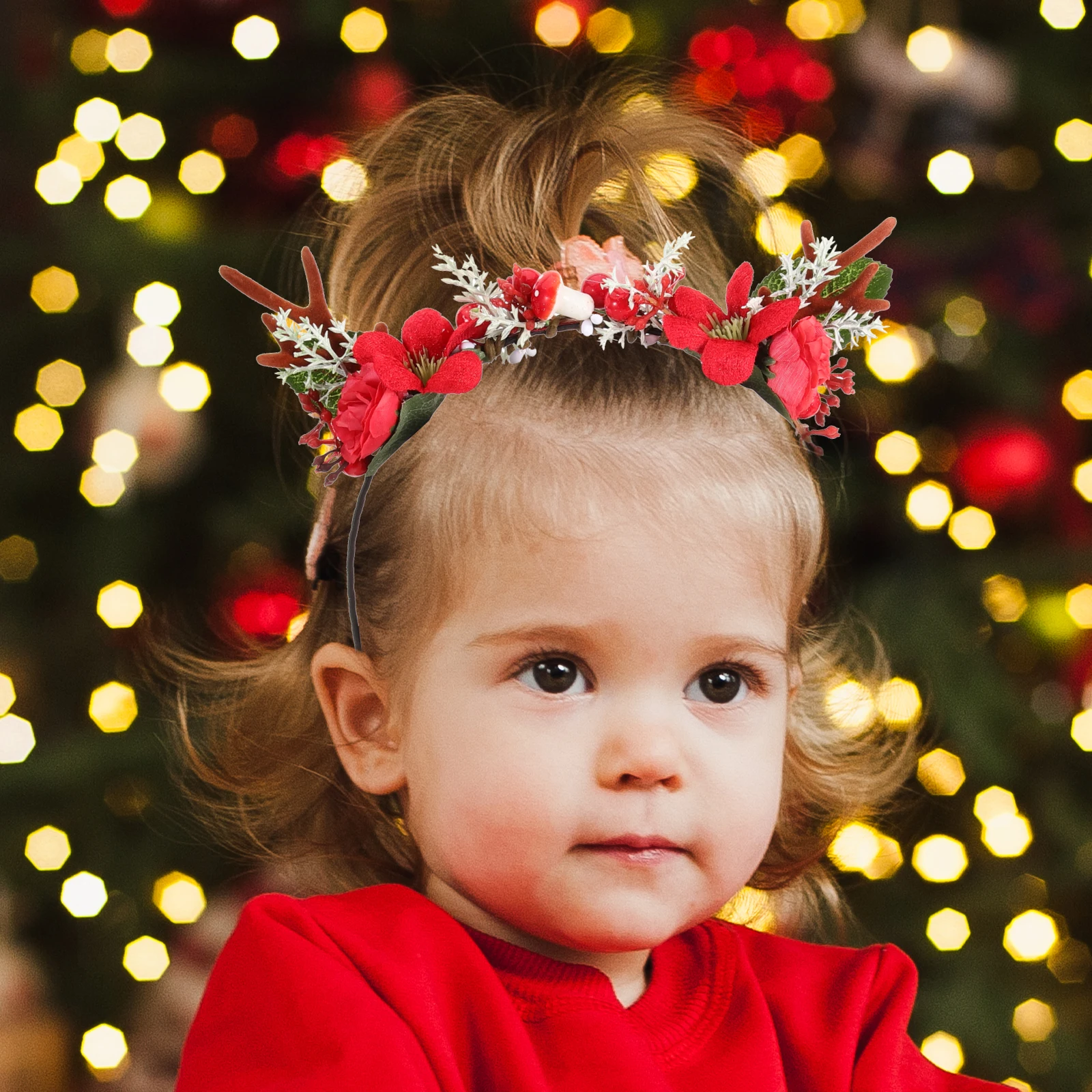 

Christmas Antlers Headb Festival Hairb s Cloth Holiday nament Berry Clasp Girls Women Party Costume Prop Gifts