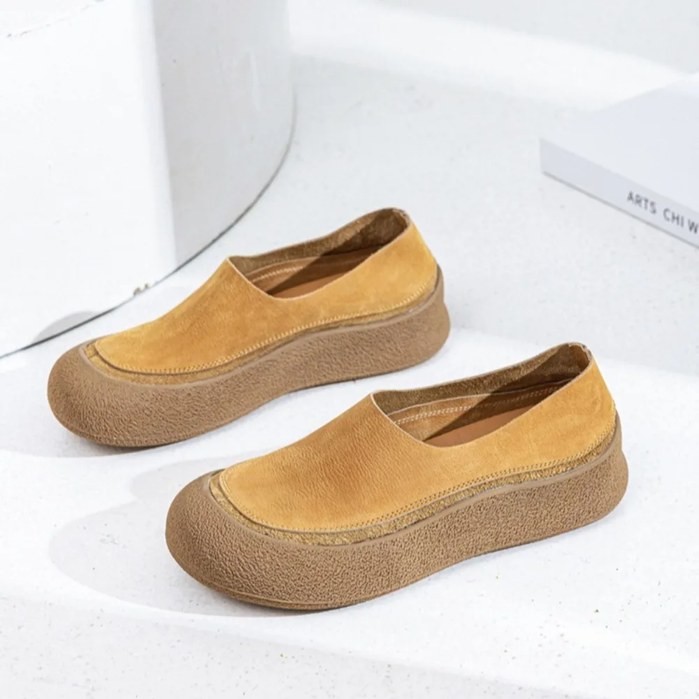 Women's Leather Casual Shoes Cowhide Casual Shoes Women Loafers Soft Sole Soft Surface Flat Large Size Women's Shoes 43