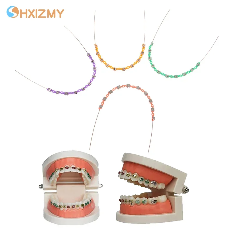 

2Pcs/Pack Colorful Hook Temporary Tooth Decoration With Metal Wires Metal Bracket Orthodontic Ligature Ties Dental Decorations