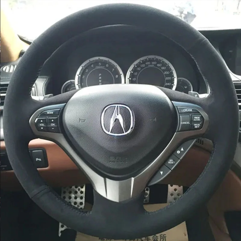

Hand-stitched non-slip genuine Leather suede car Steering Wheel Cover For Acura TSX Sport Wagon 2009-2014