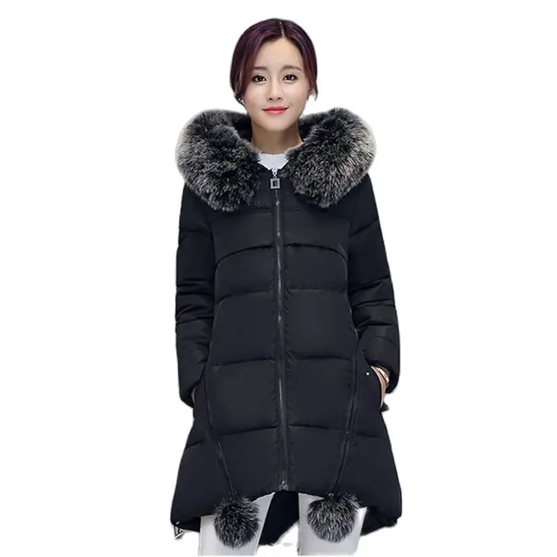 

Winter Parkas Women's Coat 2022 New Fur Collar Down Cotton Jackets Hoodies Tops Thick Warm Slim Female Casual Padded Outwear W34