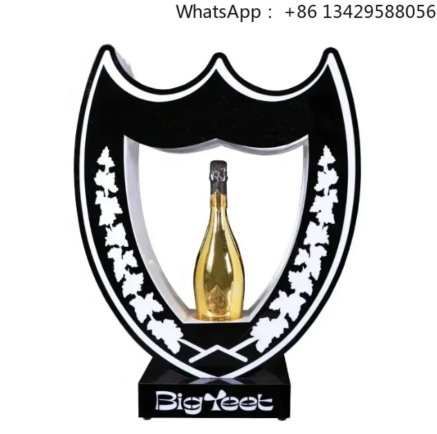 Custom Logo Vip Champagne Display Holder Glowing Led Bottle Presenter Service Sign for Club