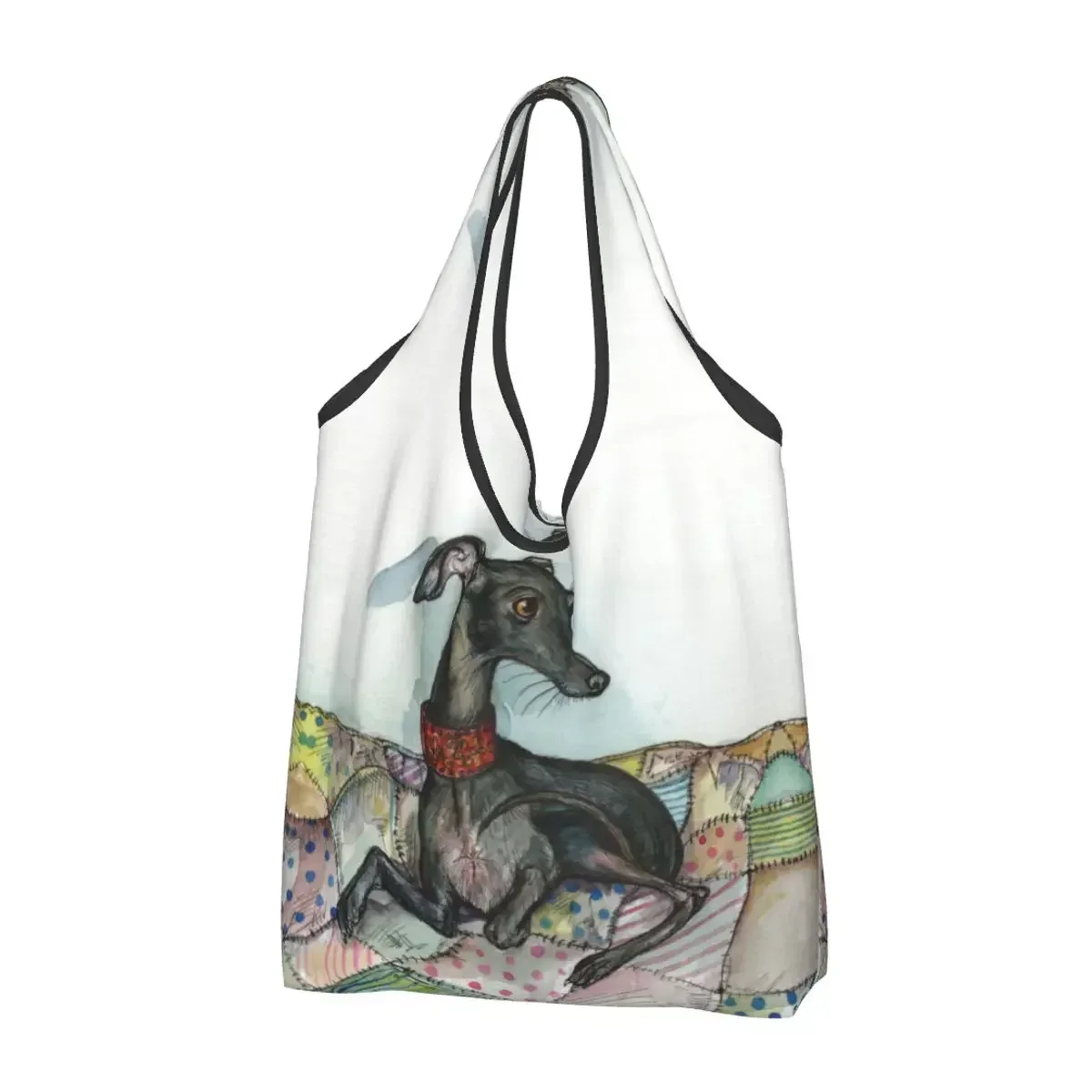 

Fashion Printed Greyhound Whippet Dog Shopping Tote Bag Portable Shoulder Shopper Handbag