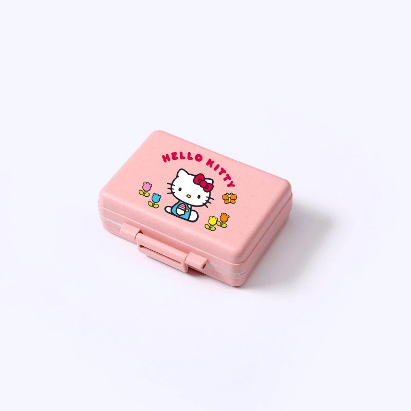 Olá Kitty Mini Pills Portable Organizer Case, 9 Grids Pillbox, Tablet Recipiente De Armazenamento, Caixa da pílula semanal, Bonito Sanrio