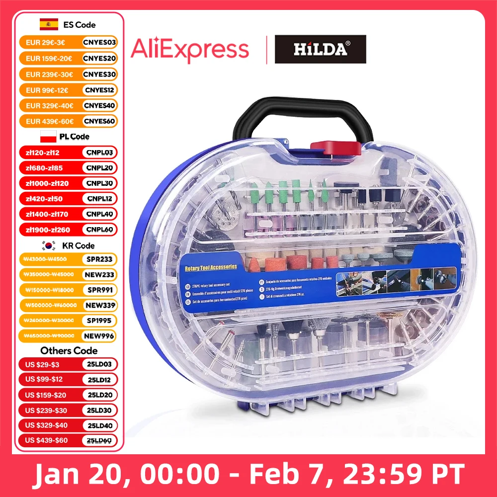 HILDA 276PCS Rotary Tool Bits Set For Dremel Rotary Tool Accessories for Grinding Polishing Cutting Abrasive Tools Kits