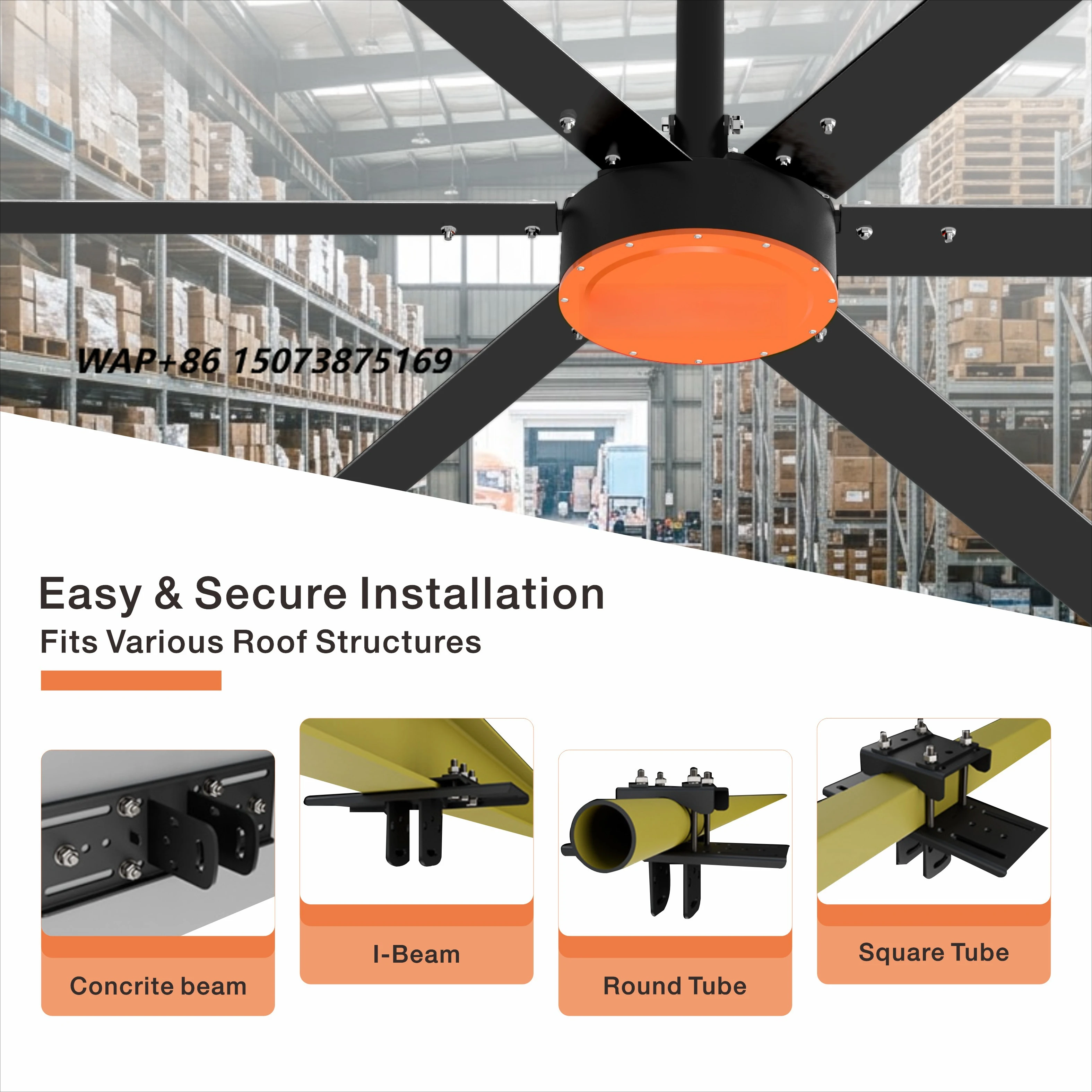 16Ft Low Noise 220v DC Motor Big Ceiling Fan  HVLS Fans With Certificate