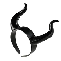 Women Black Queen Witch Demon Horns Headpiece Cosplay Animal Antelope Devil Headdress Christmas Halloween Party Costume Headband 2