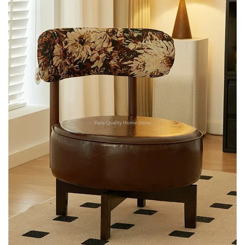 Home Solid Wood Sofa Chair Living Room Comfortable Rotating Seat Balcony Leisure Back Sitting Single Sofa Chair