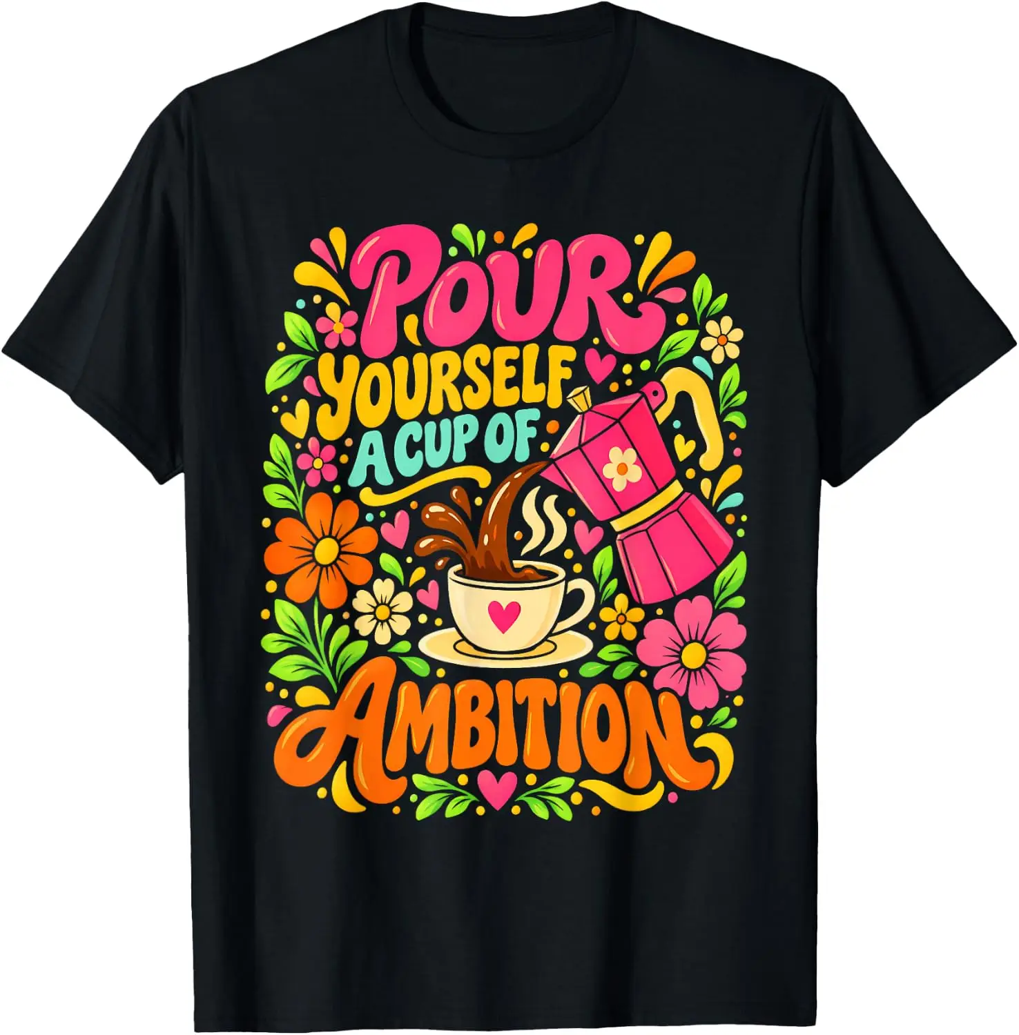 Coffee Moka Pot Lover For Yourself A Cup Of Ambition T-Shirt Breathable, Stylish Pure Cotton Short-Sleeve Top—Suitable For All-Season Styling.