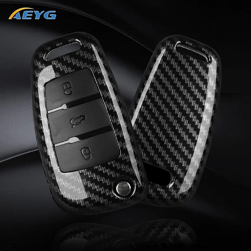ABS Carbon Fiber Car Key Case Cover For Audi A1 A3 A4 8P 8L 8V A5 B6 B7 A6 A7 C5 C6 Q3 Q5 Q7 4F S3 S4 S6 RS3 TT Shell Fob view 2