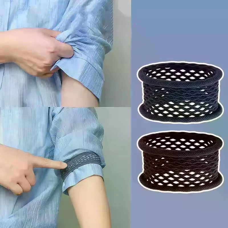 5Pcs Shirt Sleeve Holder, Elastic Mesh Sleeve Fixer Bands, Anti-slip Clip Arm Cuffs Strap Multi-Use Headband For Daily Use