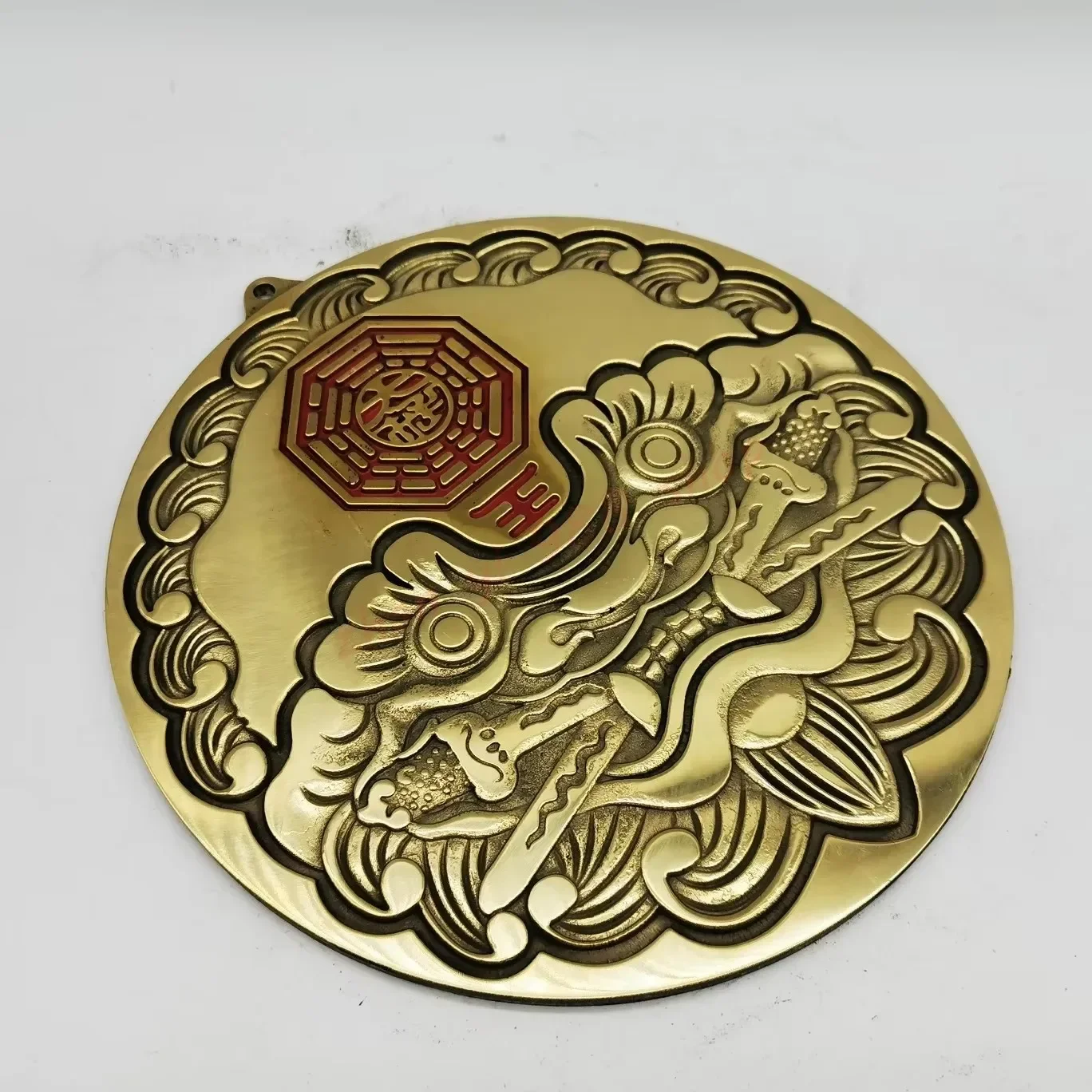 Bronze Tiger Head Lion Biting Sword, Bagua Mascot Ornaments, Exquisite Beast Head Eight Trigrams Mirror