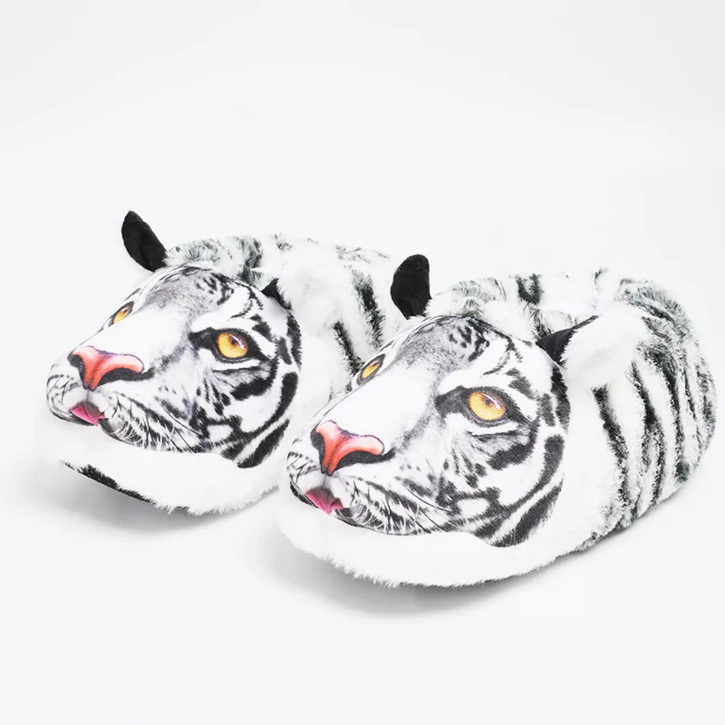 2024 New Cute Little Tiger Plush Cotton Slippers For Men And Women In Winter Indoor Non-slip Warm Cotton Mop Floor Men's Shoes