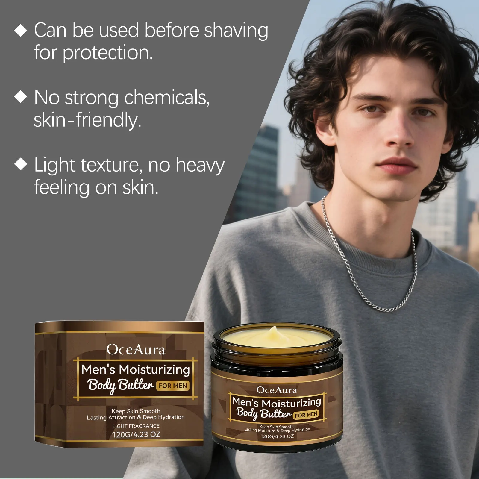 OCEAURA Men's Skin Care Cream Reduce Fine Line Improve Rough Skin Shrink Pores Brighten Luster Relieve Dryness Body Sooth Lotion