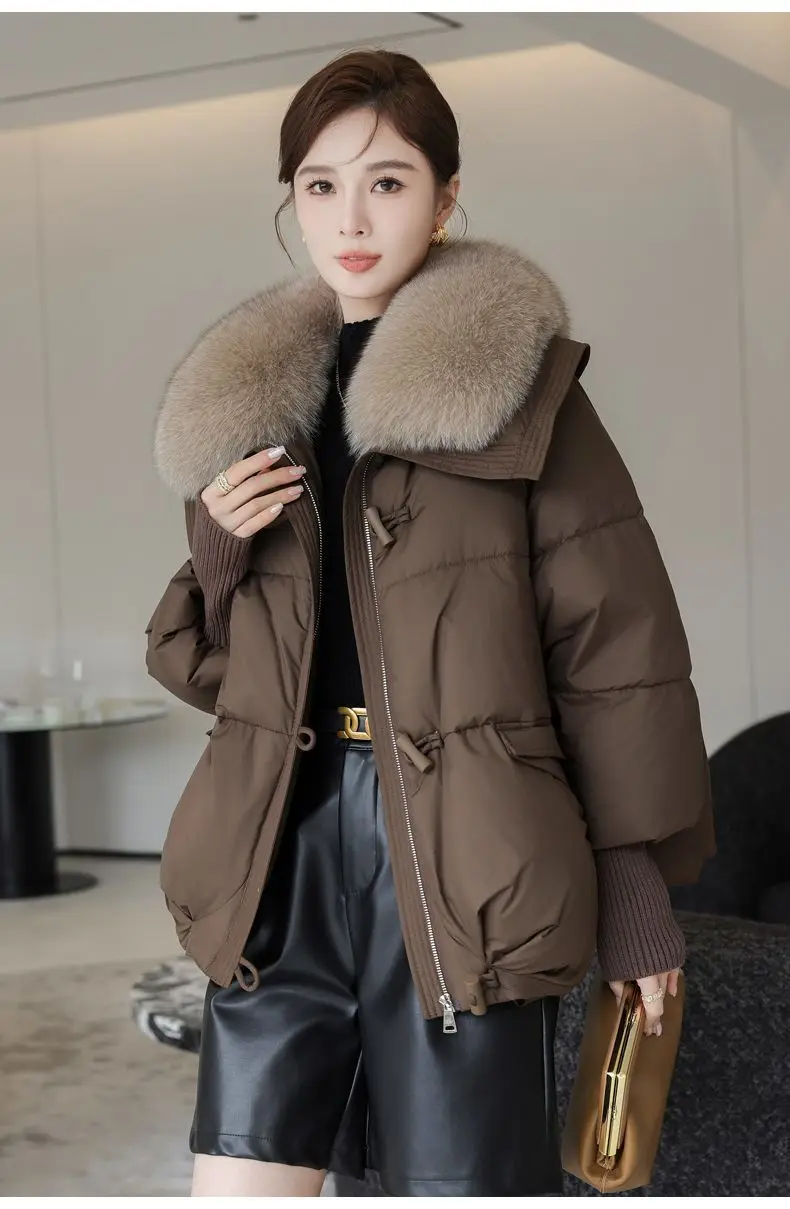 Frauen Winter Daunen Baumwolle Jacke 2025, Neue Frauen Warme Dicke Baumwolle Mantel Größere Pelz Kragen Baumwolle Gefütterte Jacke Frauen Parka Mantel – Detail 8