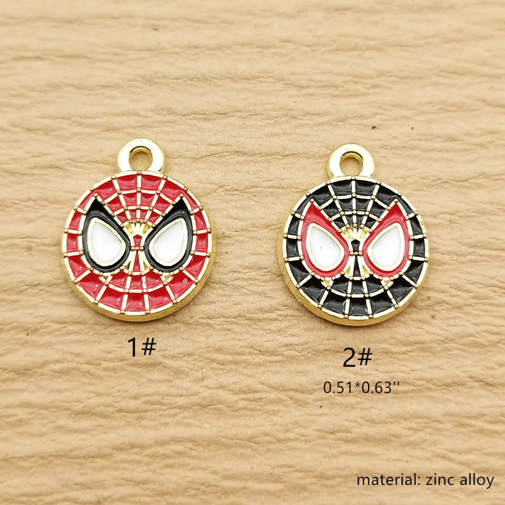 10pcs Spider Man Charm for Jewelry Making Enamel Necklace Earring Bracelet Pendant Diy Accessories Alloy Metal Gold Plated