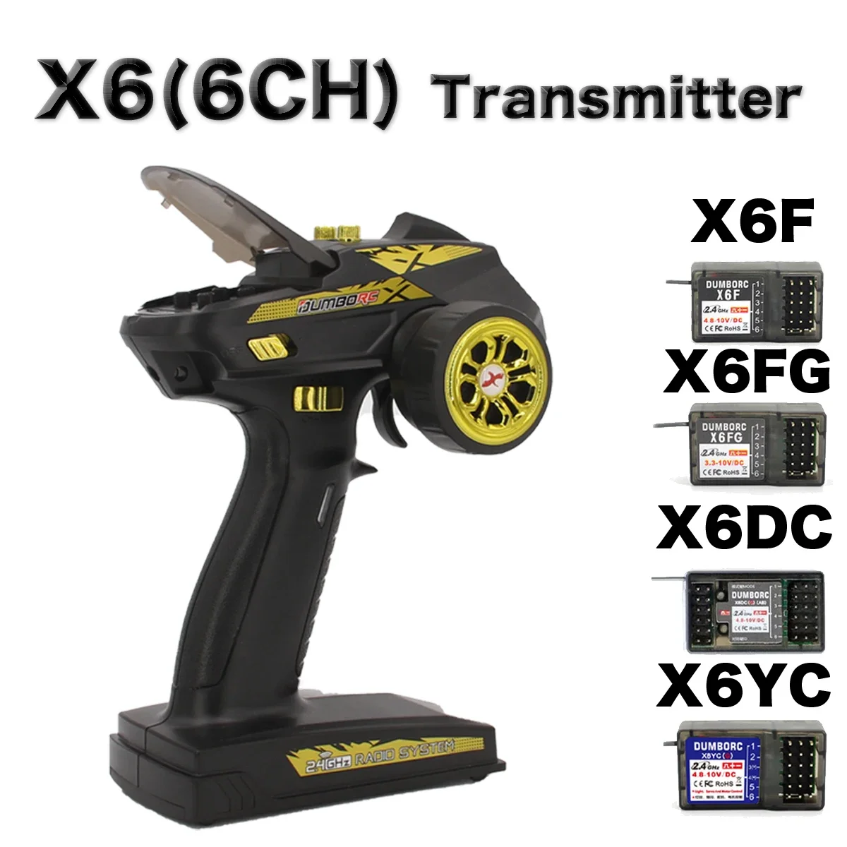 DumboRC X6FG Transmitter X6 2.4G 6CH Radio System with X6F/X6FG/X6DC Receiver For  MN-90 Rc Car Boat Model RC Vehicle Parts