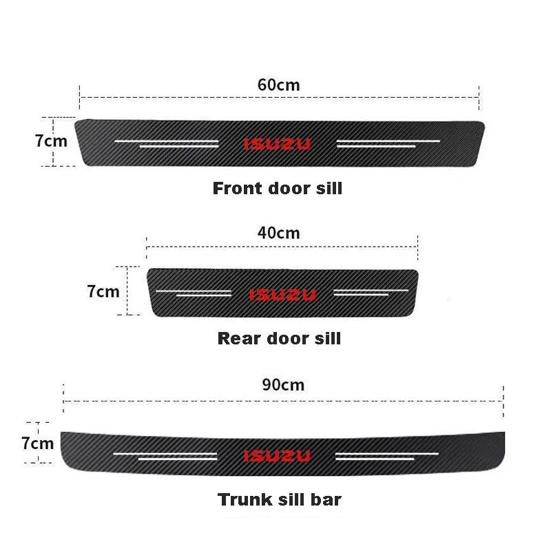 Carbon Fiber Car Door Sill Stickers For Isuzu D-MAX D MAX Dmax I II WFR VAN NFR ATV TROOPER Rear Trunk Bumper Guards Decals