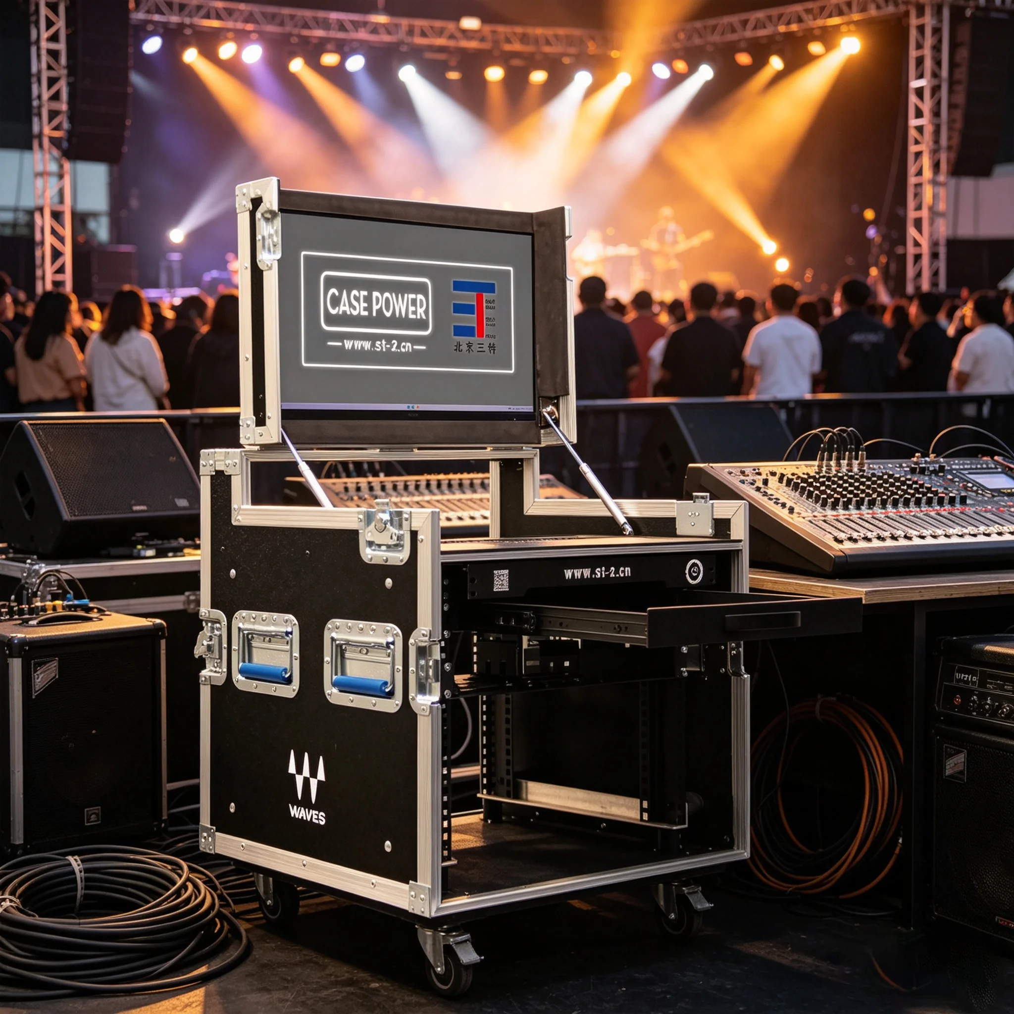 ST Waves STLL-003 Integrated Workstation Flight Case with Flip up Monitor Professional Stage Audio Equipment Road Case