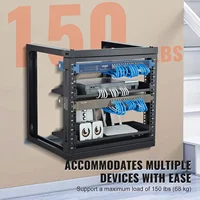 SucceBuy 9U Wall Mount Rack 150lbs Max Load Capacity Open Frame Server Network Rack with Cage Nuts Screw for Server IT Equipment 3