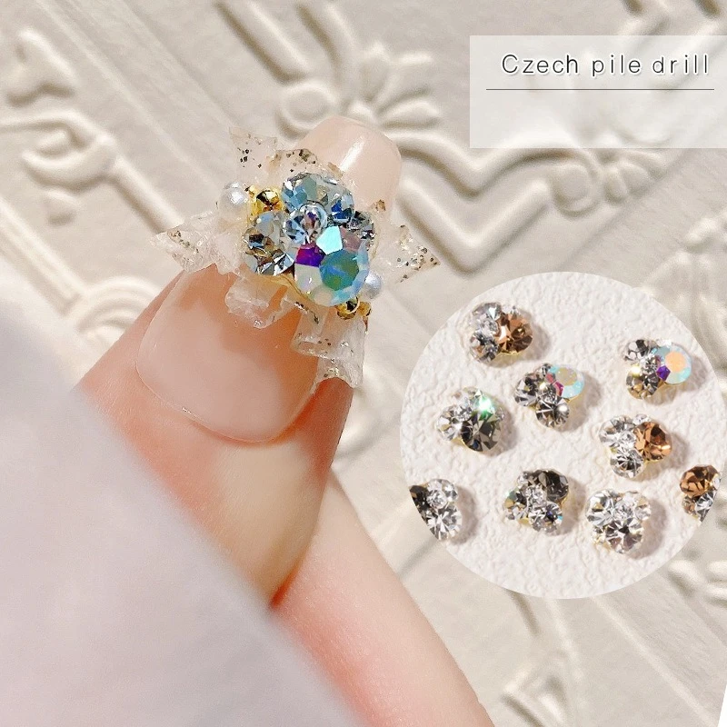 1 Pcs Czech Rhinestone Nail Charms Shiny 3D Mini Crystal Stacked Diamonds DIY Sparkling Manicure Decor Ornaments