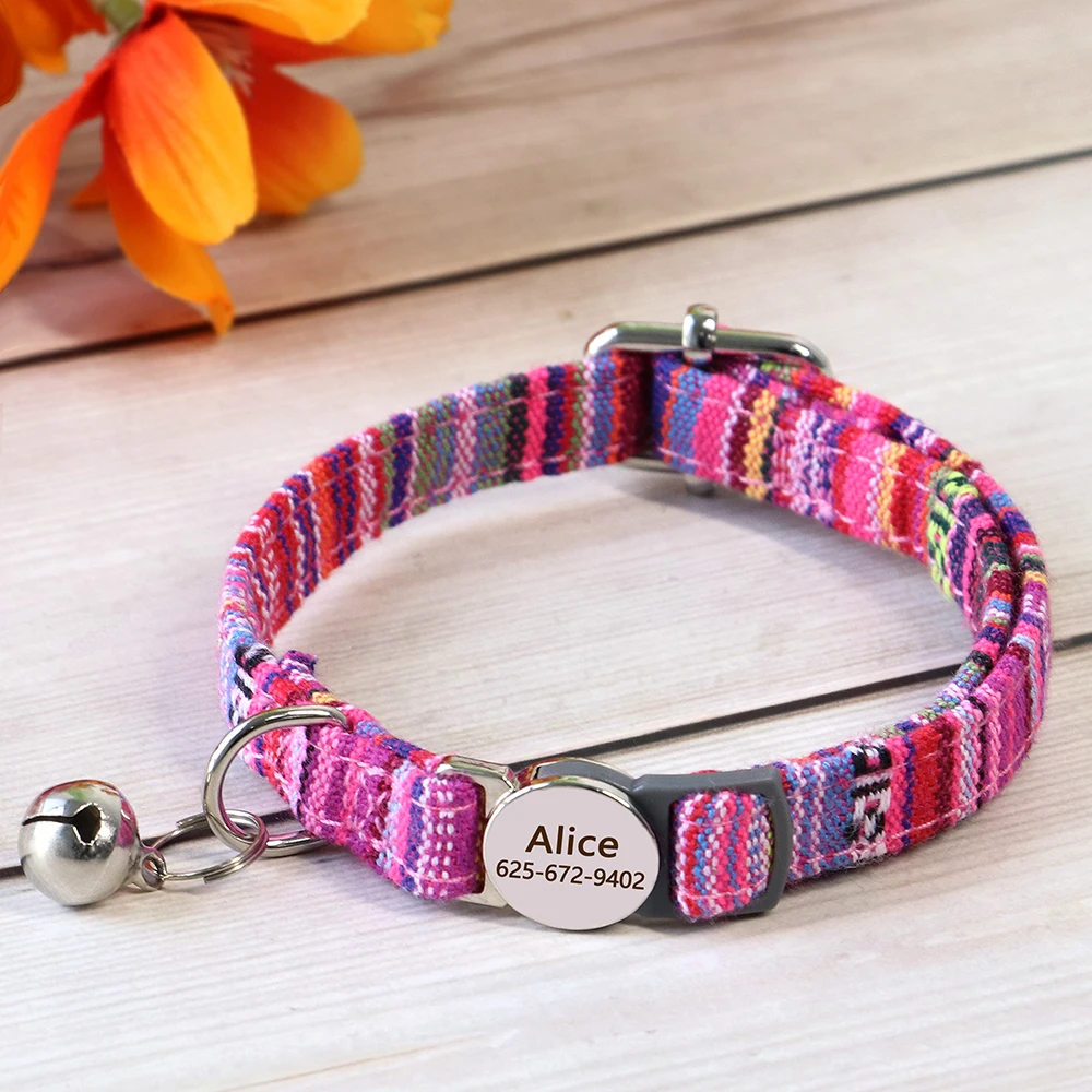 Personalisiertes Katzenhalsband, verstellbare Halsbänder für kleine Hunde und Kätzchen, kostenlose individuelle ID-Namenshalsbänder für Haustiere, Anti-Verlust-Halsbänder für Katzen – Detail 13