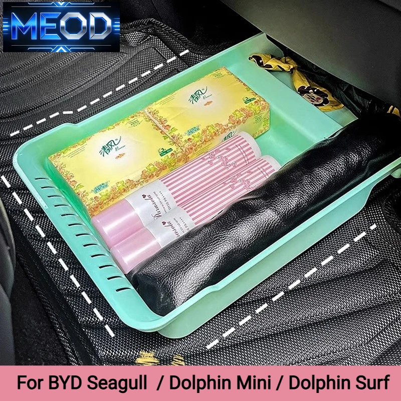 New For BYD Seagull Dolphin Mini Surf Front Seat Bottom Drawer ABS Storage Box Under Seat Push Pull Tray Auto Interior Accessori