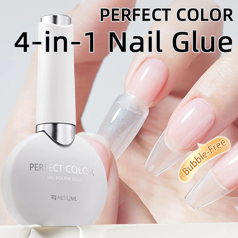 PERFEKTE FARBE Nagelspitzen Kleber Gel 12 ml 4 in 1 Nagelkleber Gel Schützen Sie die Nageloberfläche für StickNail Strass Salon Art DIY