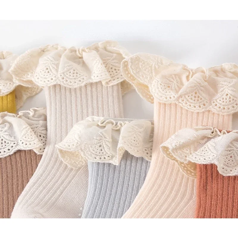 2/1 Pairs Baby Socks Girl Cotton Long Socks Newborn Baby Socks Mid-Tube Lace Princess Girls Stockings Cute Cotton