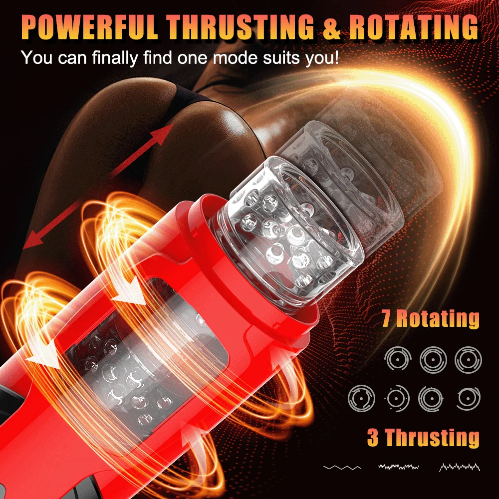 HESEKS Hands Free 7 Thrusting Rotating Modes Masturbators For Men Intelligent Voice Pussy Vaginas For Men Adult Sex Toys For Men