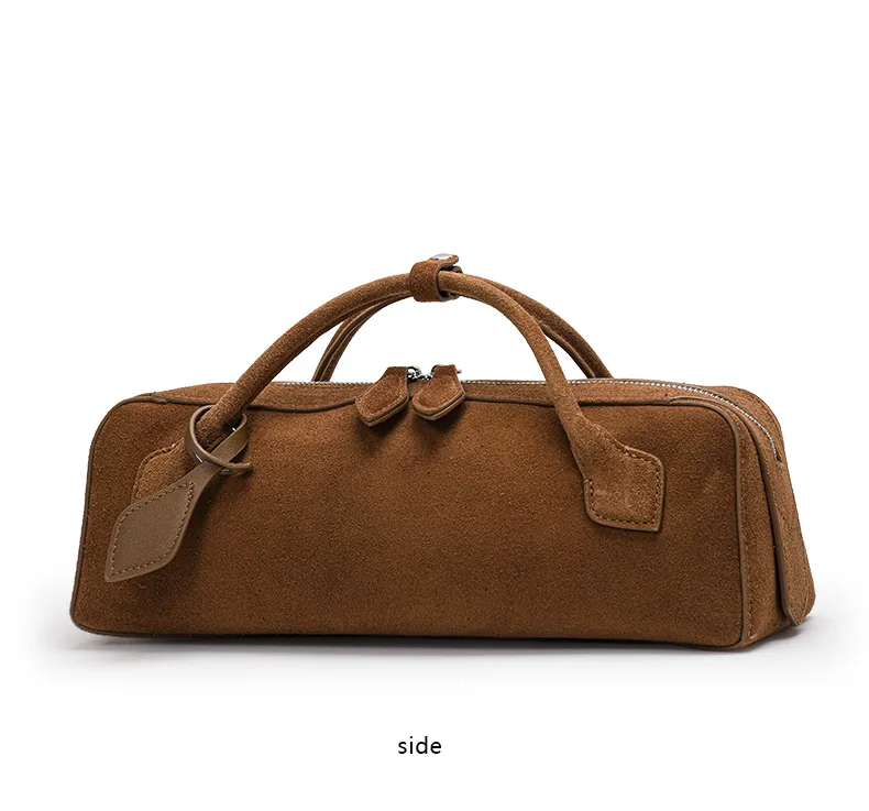 Aidanni Vintage Wildleder-Handtasche mit großem Fassungsvermögen, Neuheit 2026, Matte Rindsleder-Damentasche, Stilvolle Wurstform – Detail 10