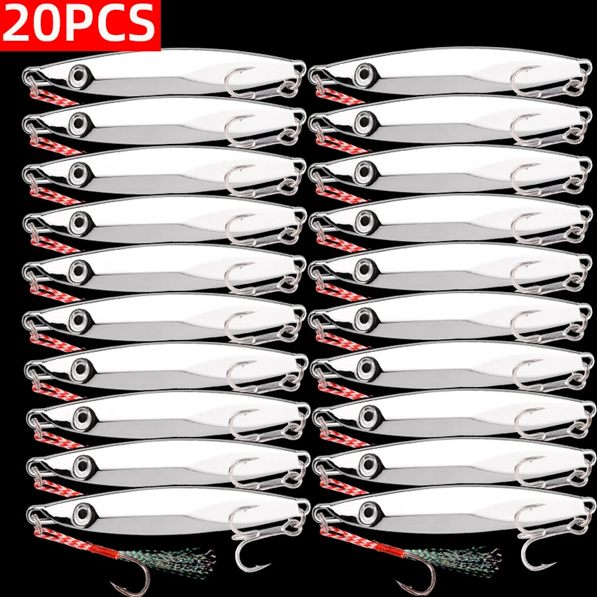 Metal Cast Jigging Lures Set 10g-60g Spinner Spoon Fishing Lures Sinking Far Casting Jigging Bait Spoon Spinnerbait for Fishing