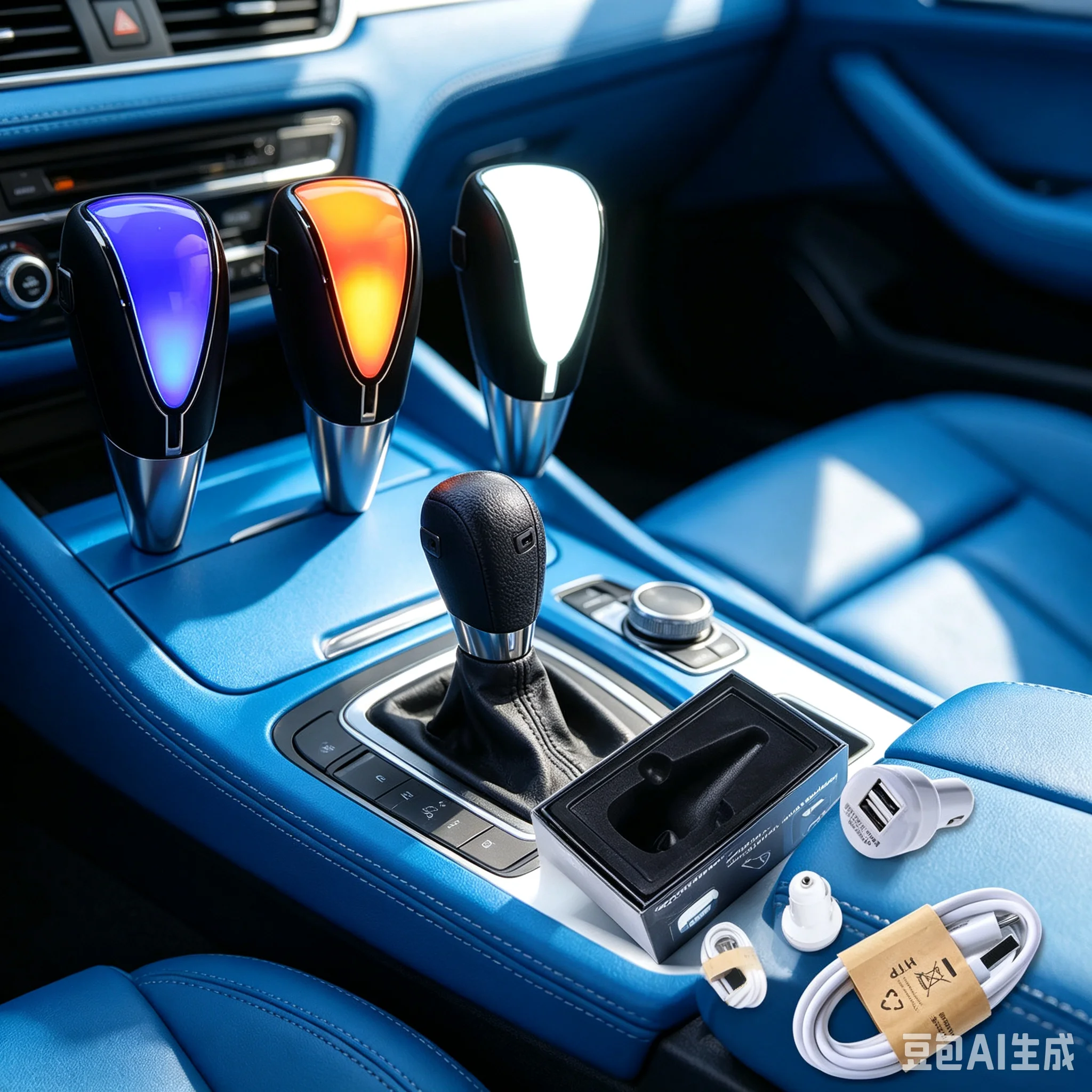 7 Colors Changes Activated Car Gear Shift Knob 5 6 Speed Car LED Gear Handball Knob Light Cigarette Lighter Charger Knobs