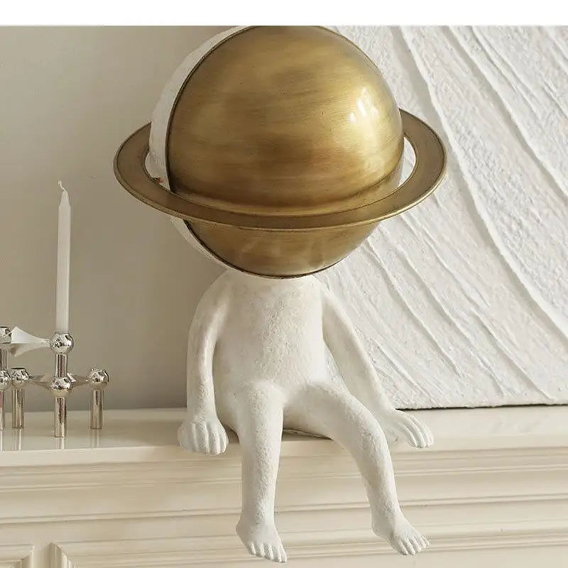 Golden Planet Abstract Figure Statue Desk Decoration Ornaments Crafts Character Resins Sculpture Modern Home Decor
