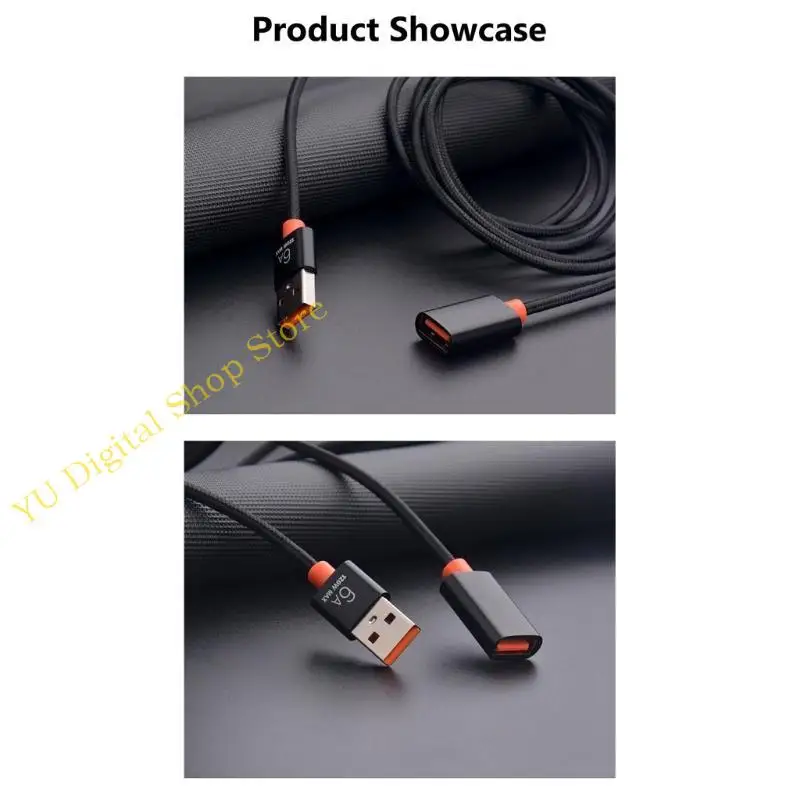96BA 150cm/59.06in Aluminum USB Extension Cable Male to Female Data Cable USB Extender for Computer Camera Printer