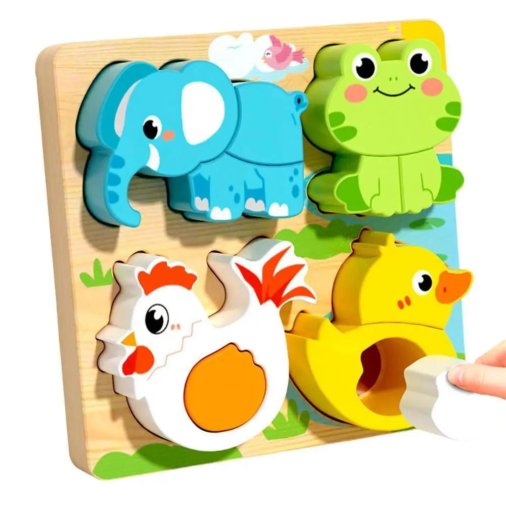 

Wooden Animal 3D Puzzle Montessori Toddler Educational Toys for Kids Wood Jigsaw Board Games Early Learning Baby Gift Toy