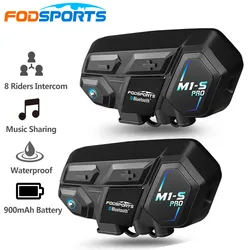 2Pcs Fodsport M1-S Pro Motorcycle Intercom Helmet Bluetooth Headset 8 Rider Communicator Moto Interphone Music Share,APP Connect