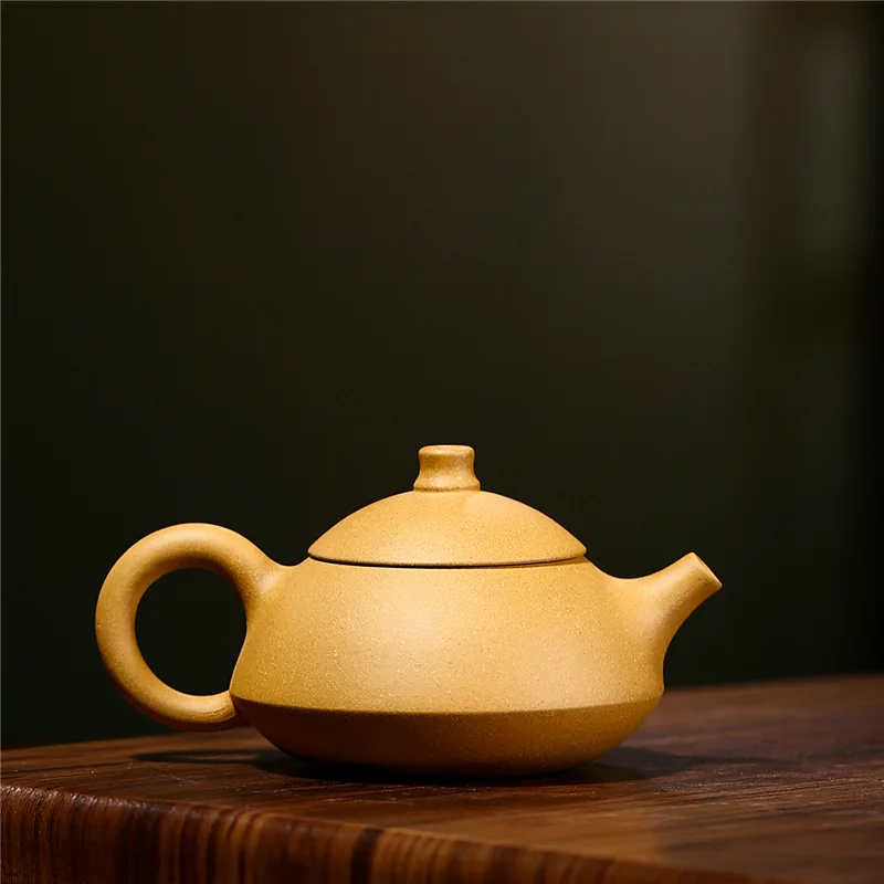 120cc Purple clay pot Handmade Xiangyun Manshan Huhu Huanglongshan raw ore gold section Yixing purple clay teapot