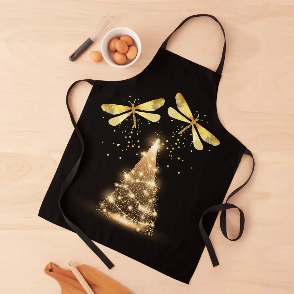 

Dragonfly Christmas Tree Apron useful gadgets for home Kitchen Women Woman Work professional kitchen Apron